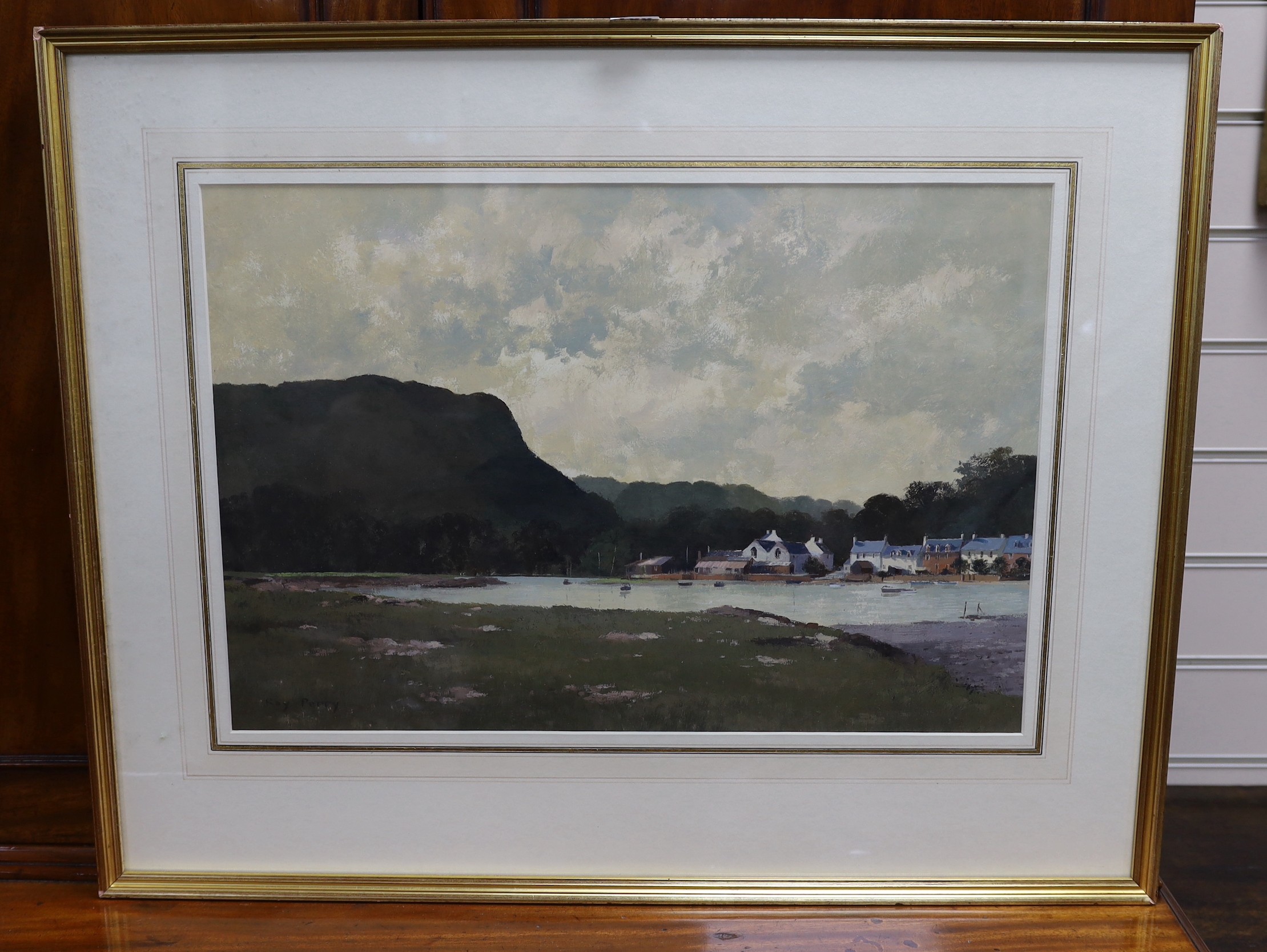 Roy Perry (b.1935), watercolour and gouache, 'Low Tide, Plockton', signed, 38 x 56cm